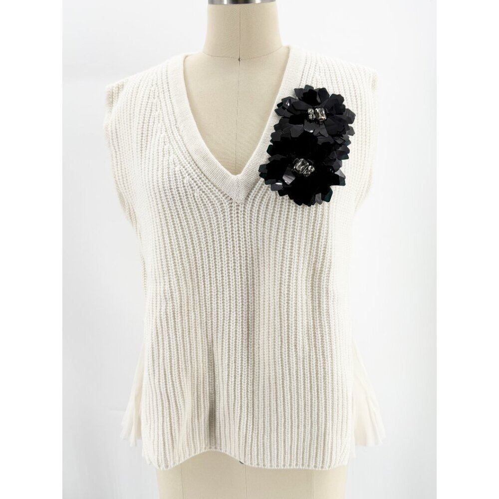 CO|TE Knit Sweater Vest Ribbed Design w/ Decorative Applique M